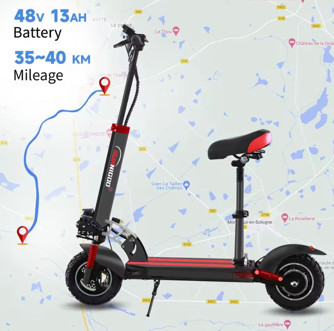 Scooter elettrico con sedile 800W Velocità massima 45-50 km/h Portata 35-55 km