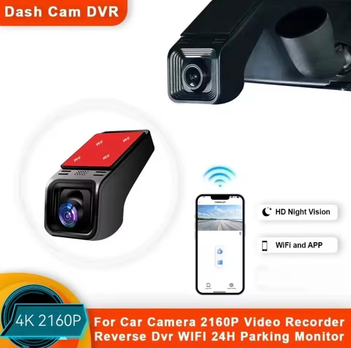 Dash Cam Telecamera 4K 1600P 1080P 24H Monitor di parcheggio APP Controllo Videoregistratore di guida per auto per tutte le auto