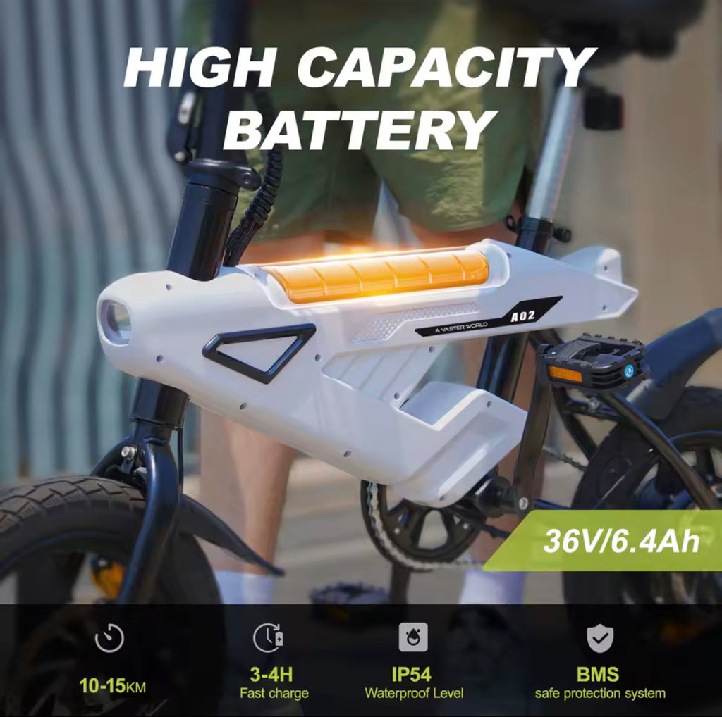 Bicicletta elettrica E-bike Dimensioni ruota da 14 pollici con batteria 36 V 6,4 Ah, display LCD digitale, motore E-Bike da 250 W e 25 km/h,