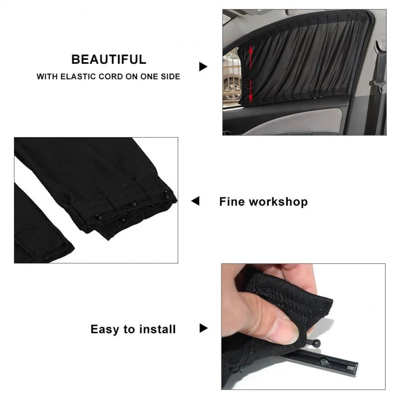 2 pezzi universale per auto parasole laterale finestra tenda auto pieghevole protezione Uv nero panno puro visiera parasole copertura auto styling